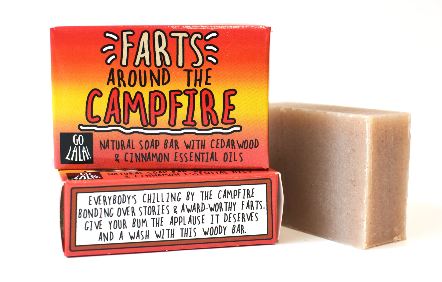 Go La La - Farts around Campfire - Soap Cedarwood  Funny Gift 