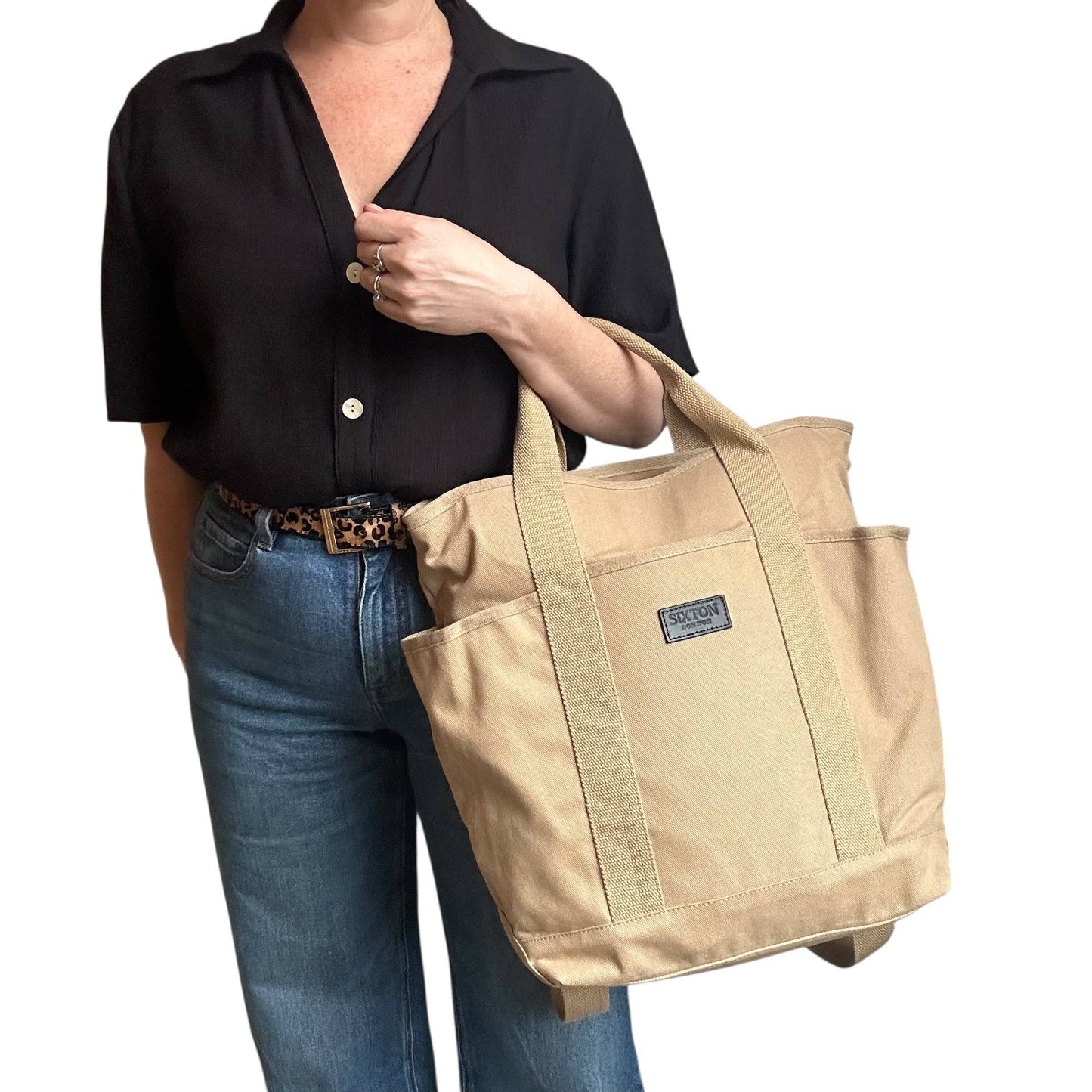 Sixton London Sand Backpack - Plain Cotton Canvas
