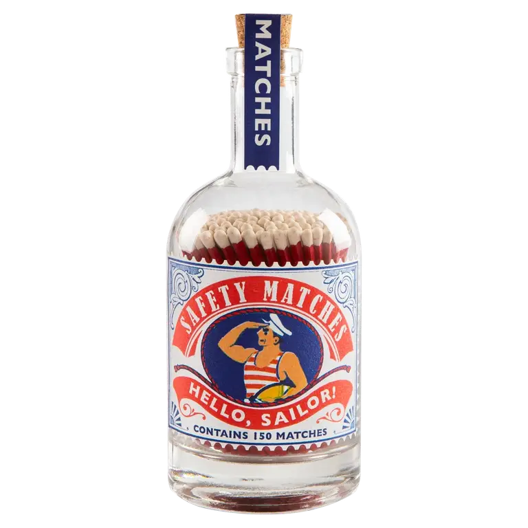Archivist | UK - Hello Sailor Match Bottle | Glass Bottle - Safety Matches