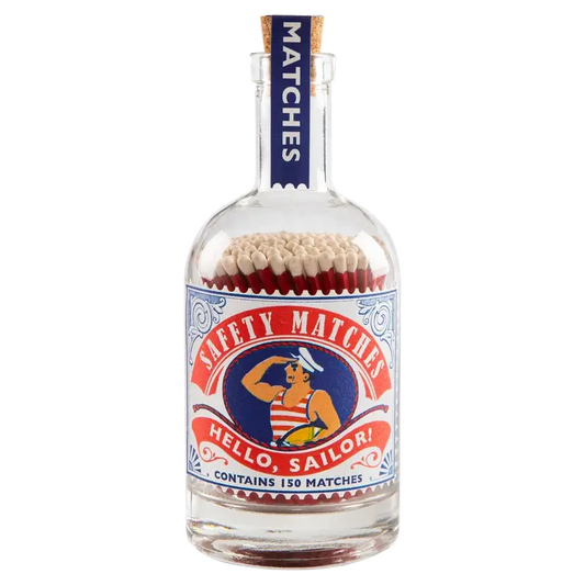 Archivist | UK - Hello Sailor Match Bottle | Glass Bottle - Safety Matches