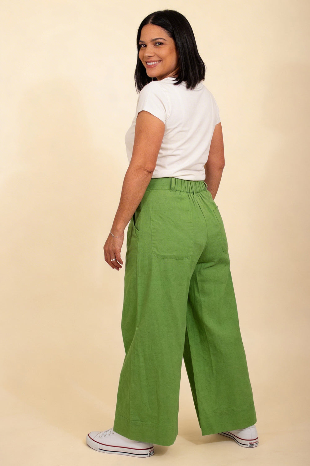 Pretty Vacant Eden Linen Culottes in Green