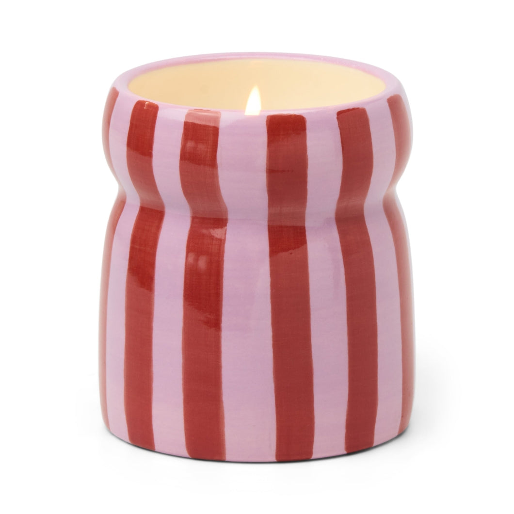 Paddywax 6.5 Oz Cabana Red/Pink Striped Candle w/Box -  Pink Peppermint