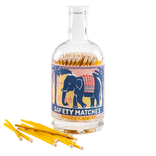 Archivist | UK - Pink Elephant Match Bottle | Glass Bottle - Safety Matches