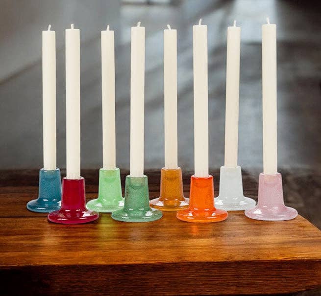 British Colour Standard Glass Candleholder in Malachite Green