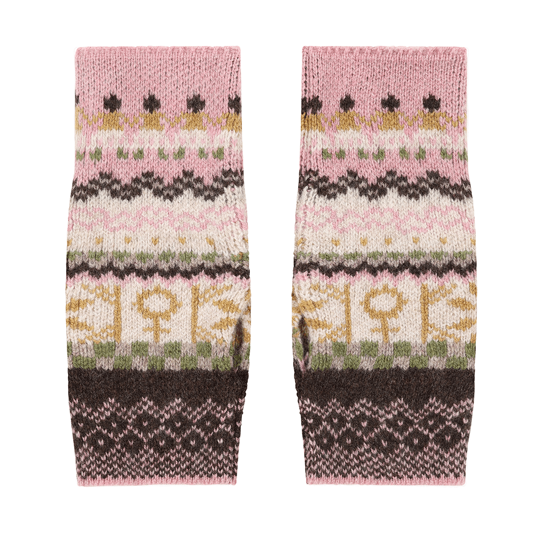 Black & Beech Fairisle Wrist Warmers in Calamine