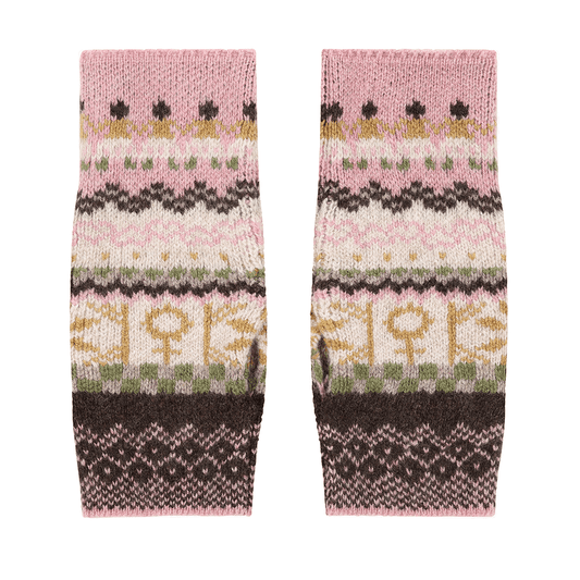 Black & Beech Fairisle Wrist Warmers in Calamine