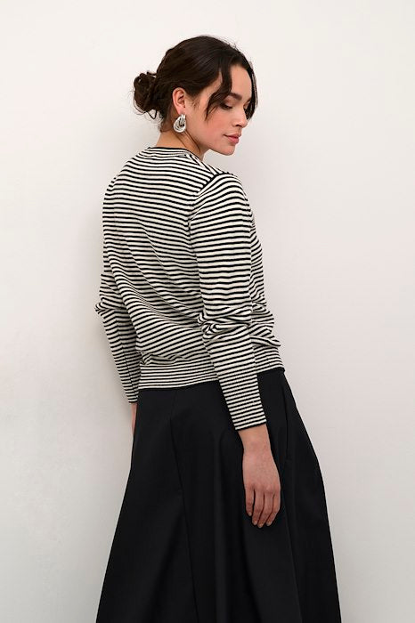 Kaffe Nala Knit in Chalk/Black Stripe