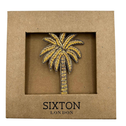 Sixton Small gold palm pin / embroidered brooch