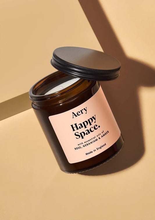 Aery Happy Space Scented Jar Candle - Rose Geranium & Amber