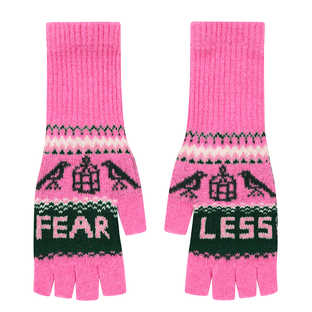 Black & Beech Fearless Fingerless Mittens in Bubblegum