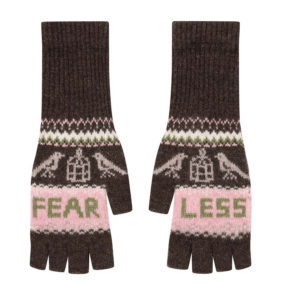 Black & Beech Fearless Fingerless Gloves in Cocoa