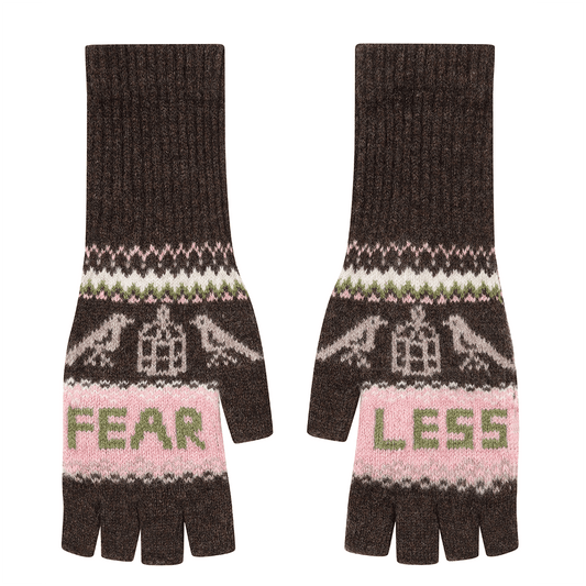 Black & Beech Fearless Fingerless Gloves in Cocoa