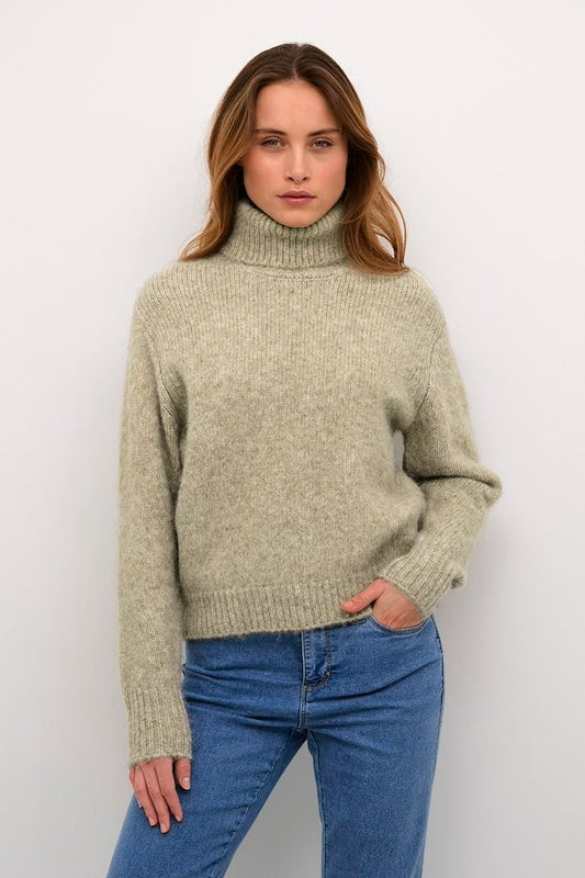 KAFFE Trina LS Pullover in Feather Grey Melange