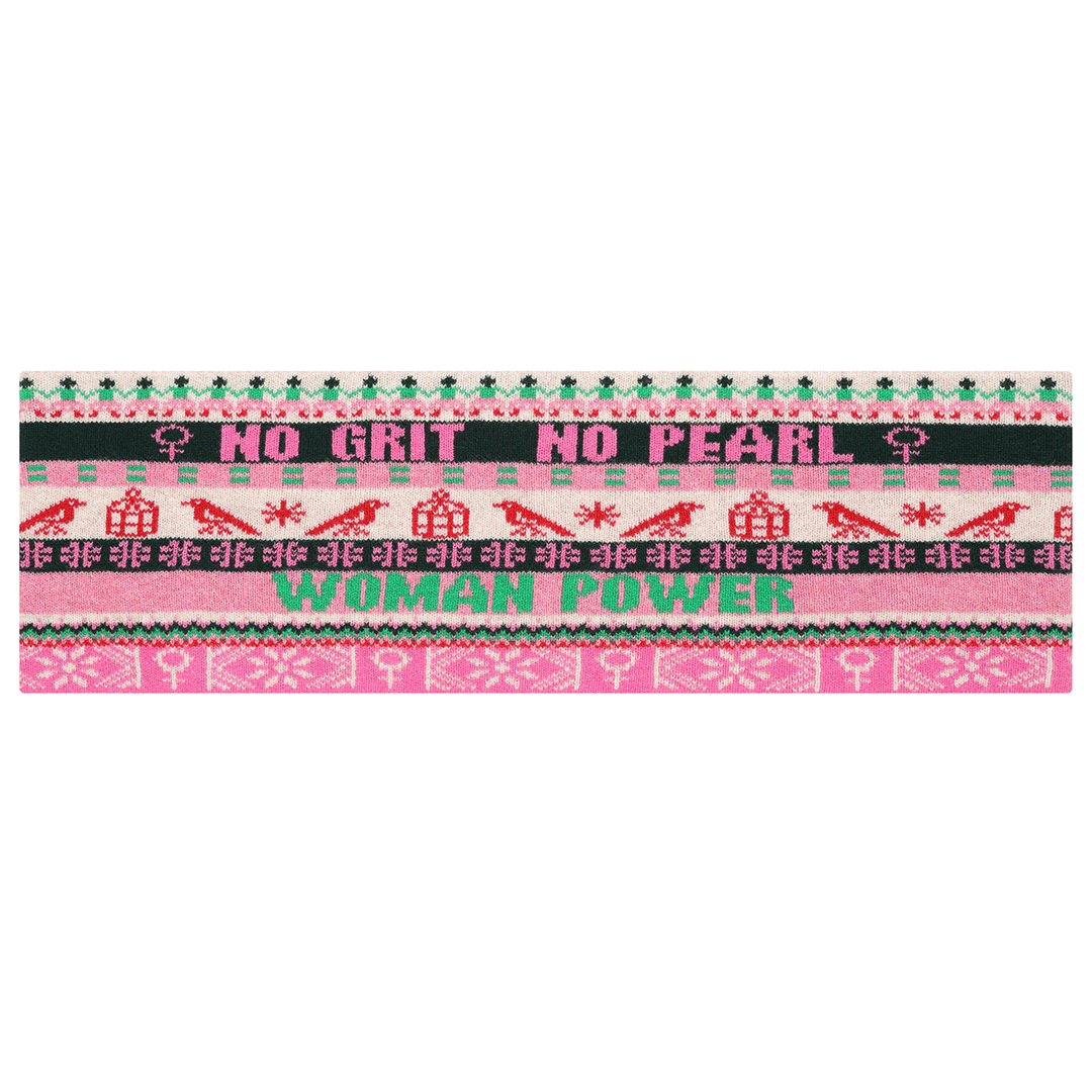 Black & Beech Feminist Fairisle Loop Scarf in Bubblegum