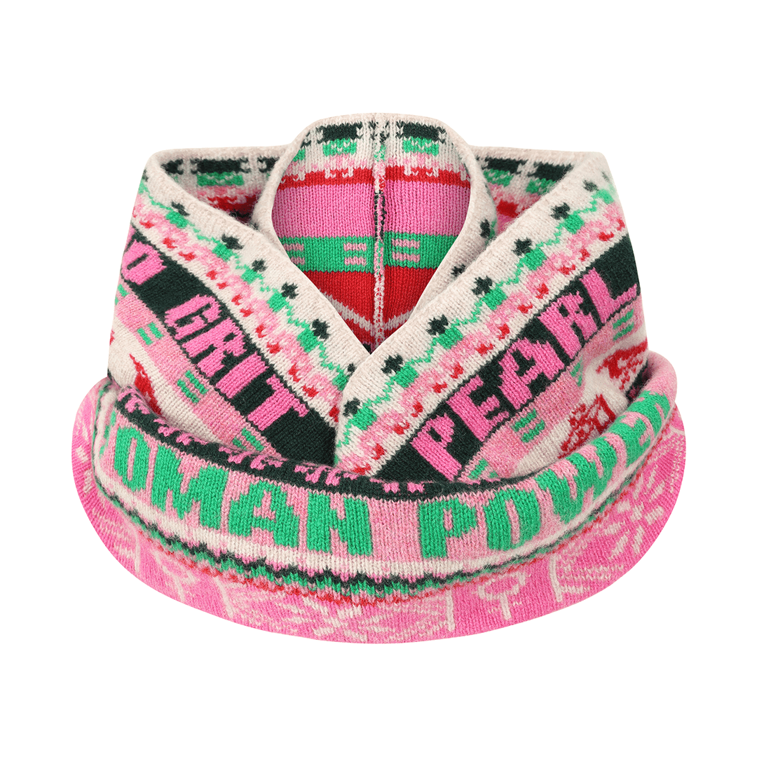 Black & Beech Feminist Fairisle Loop Scarf in Bubblegum
