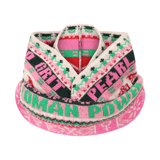 Black & Beech Feminist Fairisle Loop Scarf in Bubblegum