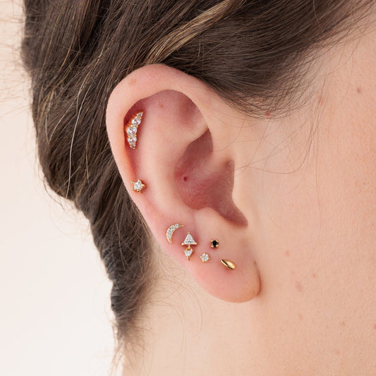 Silver Sparkling Star Single Flat Back Earring