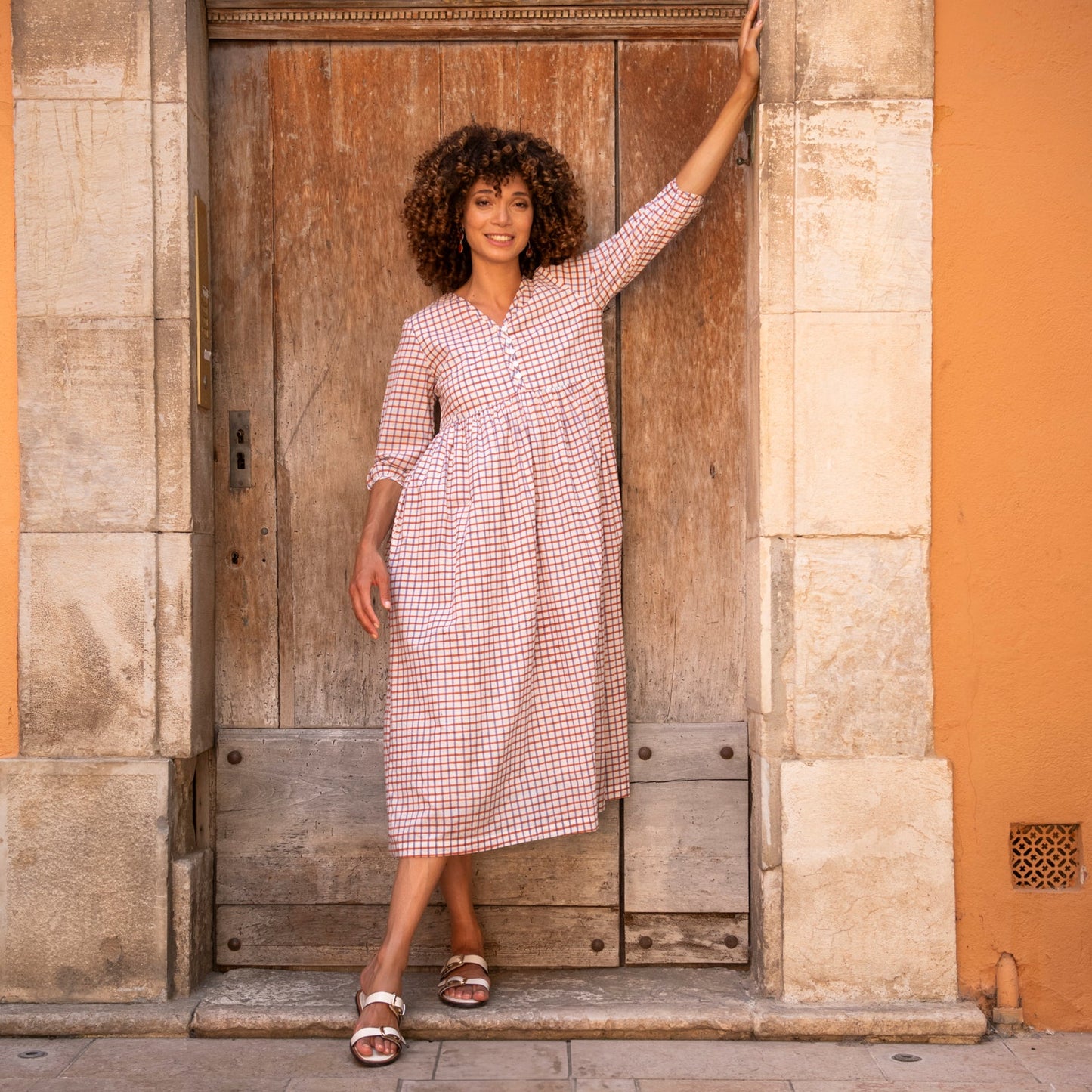 Zen Ethnic Colette Dress Croisette in Orange Lilac