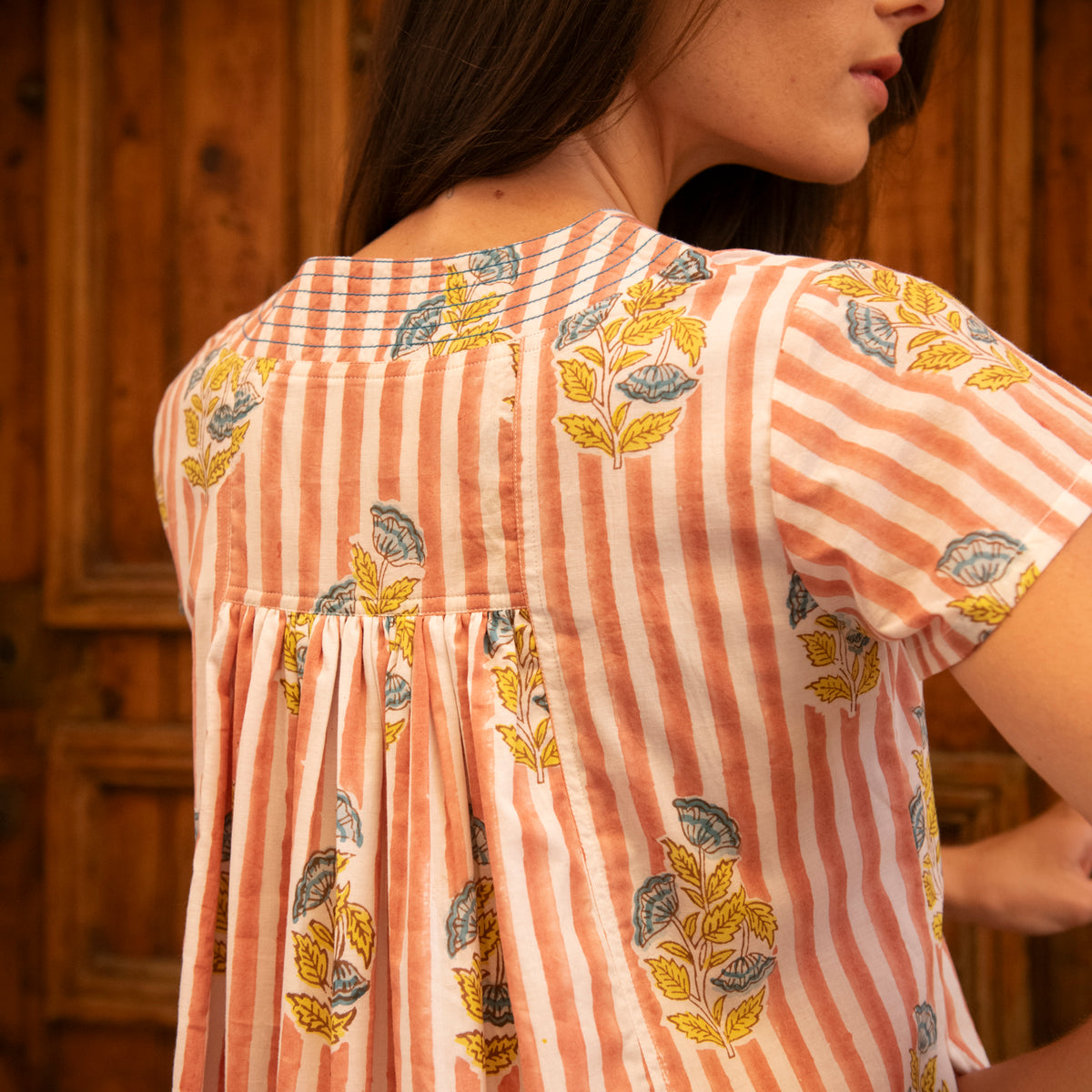 Zen Ethnic Beaulieu Long Irissou Dress in Peach Orange
