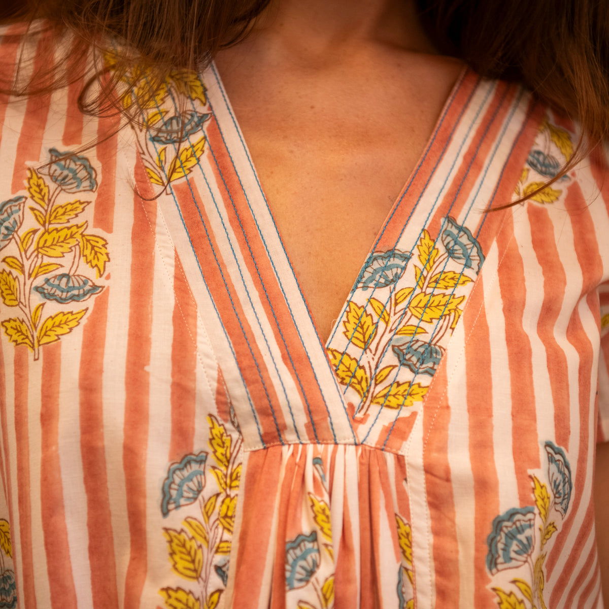 Zen Ethnic Beaulieu Long Irissou Dress in Peach Orange
