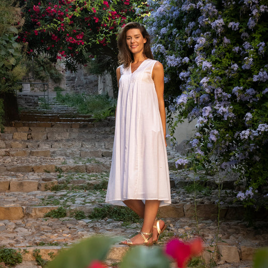 Zen Ethnic Amy Plain Dress in White