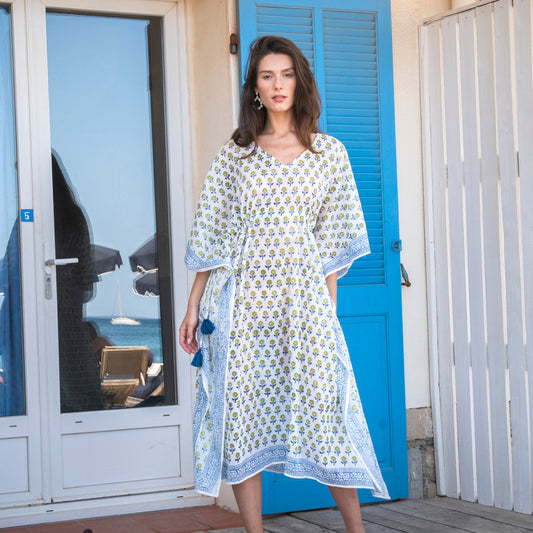 Zen Ethic Grace Long Kaftan in Blue