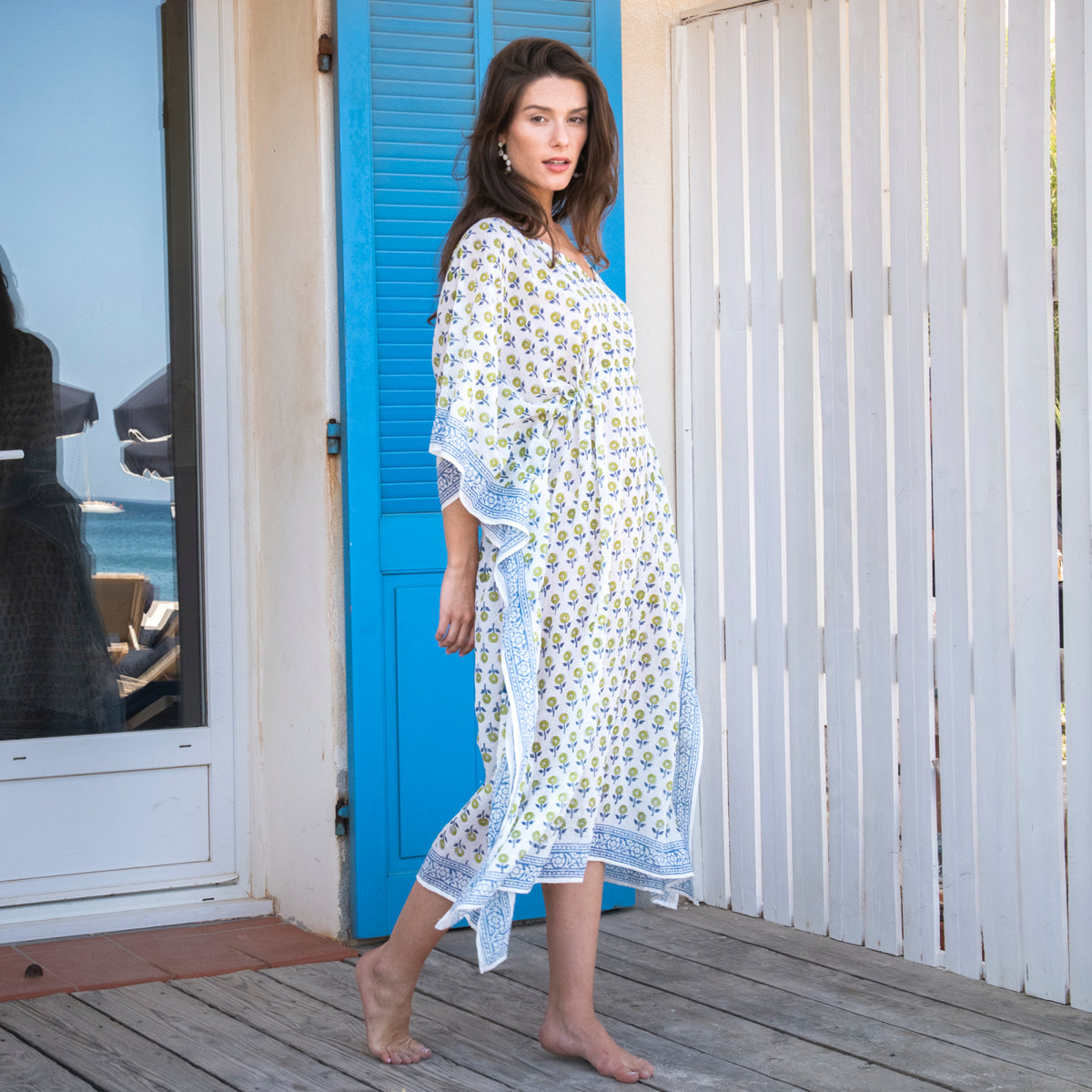Zen Ethic Grace Long Kaftan in Blue