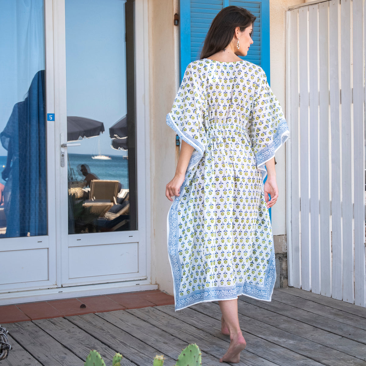 Zen Ethic Grace Long Kaftan in Blue