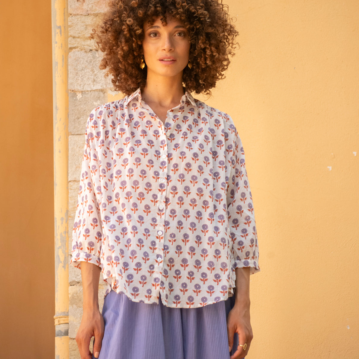 Zen Ethnic Cherry Grace Shirt in Lilac