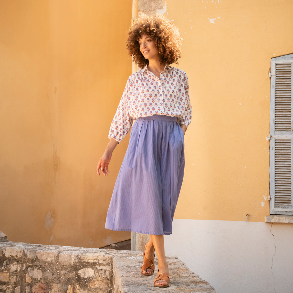 Zen Ethnic Cherry Grace Shirt in Lilac