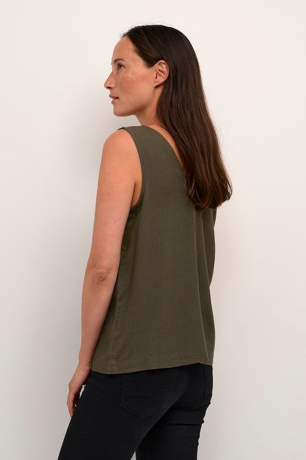 KAFFE Milia Sleeveless Top in Forest Night