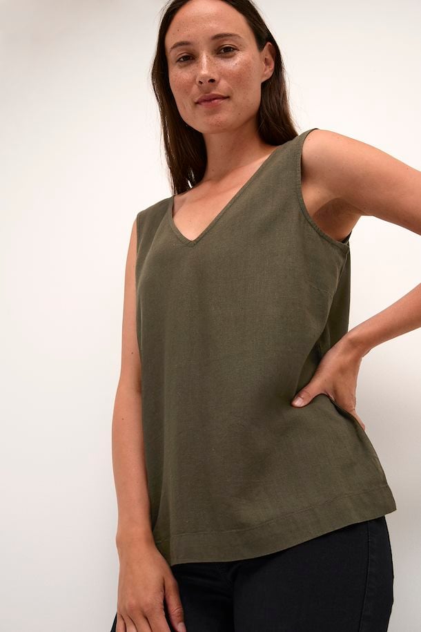 KAFFE Milia Sleeveless Top in Forest Night
