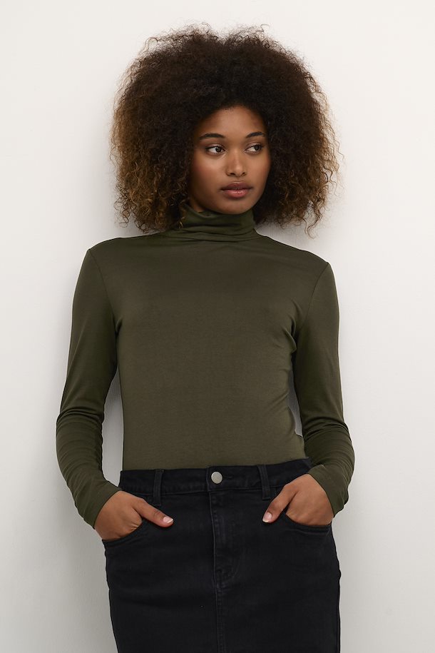 KAFFE long sleeved forest night rollover top 