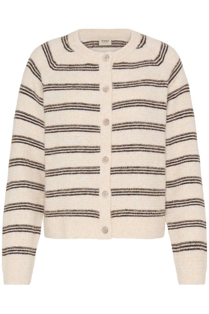 Fransa Kendra Cardigan in Oatmeal Stripe