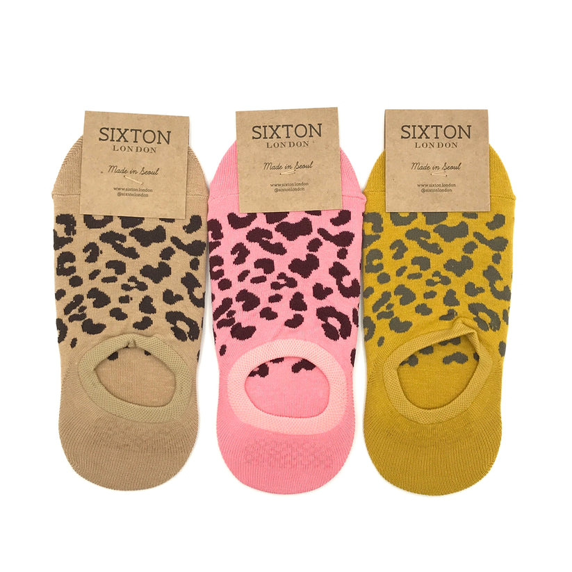Sixton Leopard Trainer Socks Tan