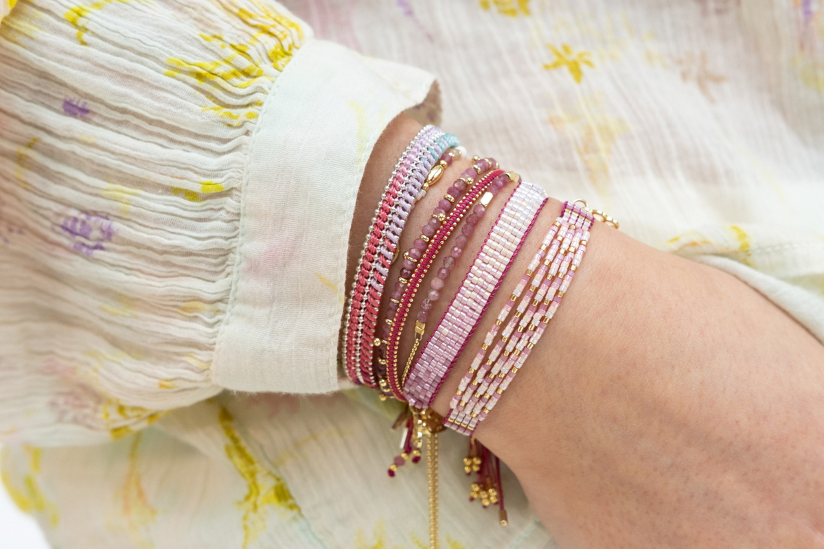 Boho Betty Funhouse Bright Pink Beaded Friendship Bracelet