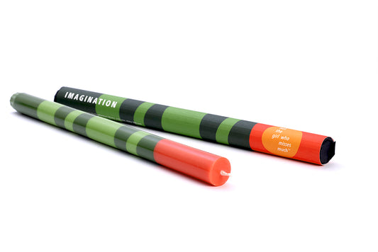 Not the Girl who misses much Imagination Green & orange candles