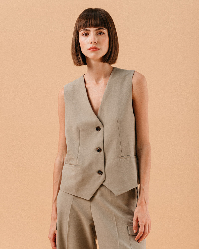 Grace & Mila Loki Waistcoat in Khaki