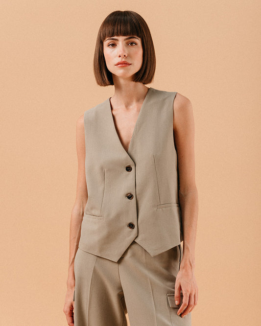 Grace & Mila Loki Waistcoat in Khaki