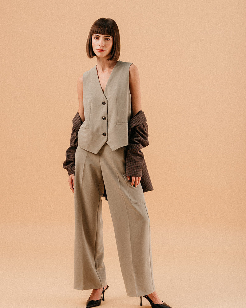 Grace & Mila Loki Waistcoat in Khaki