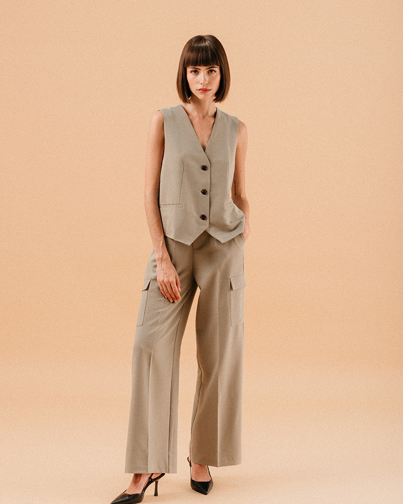 Grace & Mila Loki Waistcoat in Khaki
