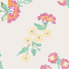 ICHI Ginni Short in Cross Stitch Flowers