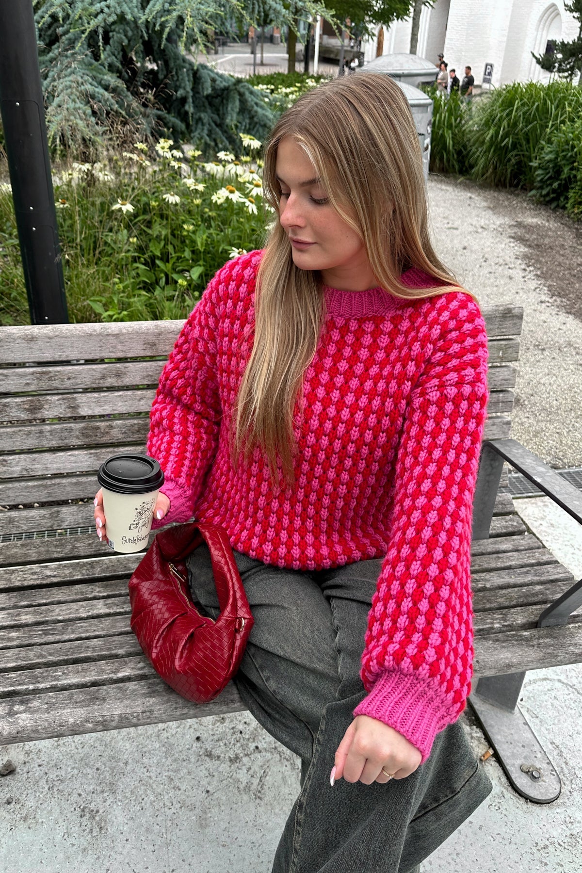 Noella Gio Knit Jumper in Red Pink Mix