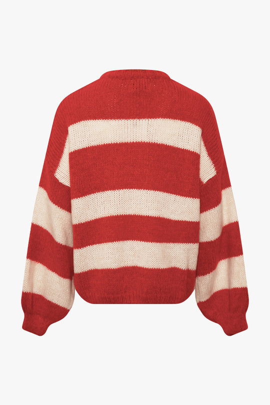 Noella Give Love Knit in Red Ivory Stripe