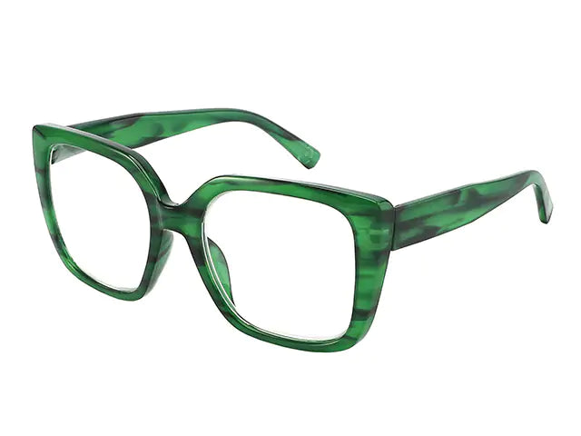 Goodlookers Reading Glasses 'Deirdre' Green Marble