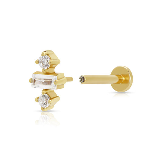 Jessica Baguette Single Flat Back Earring