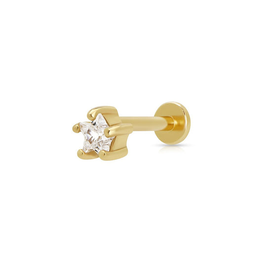 Gold Sparkling Star Single Flat Back Earring