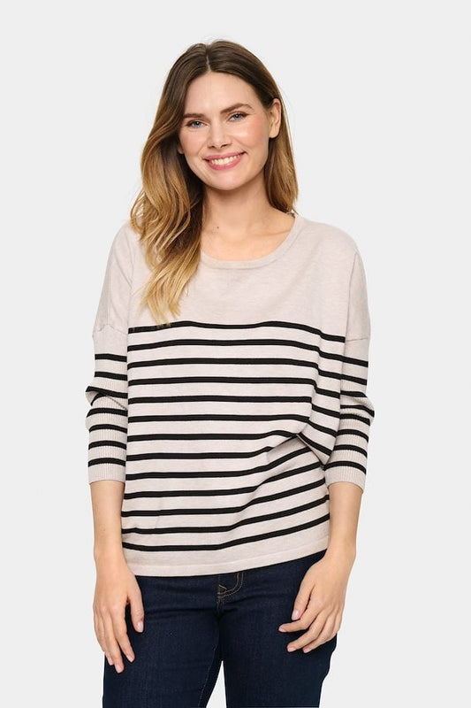 Saint Tropez Mila Roundneck Pullover in Gray Morn Mila Stripe