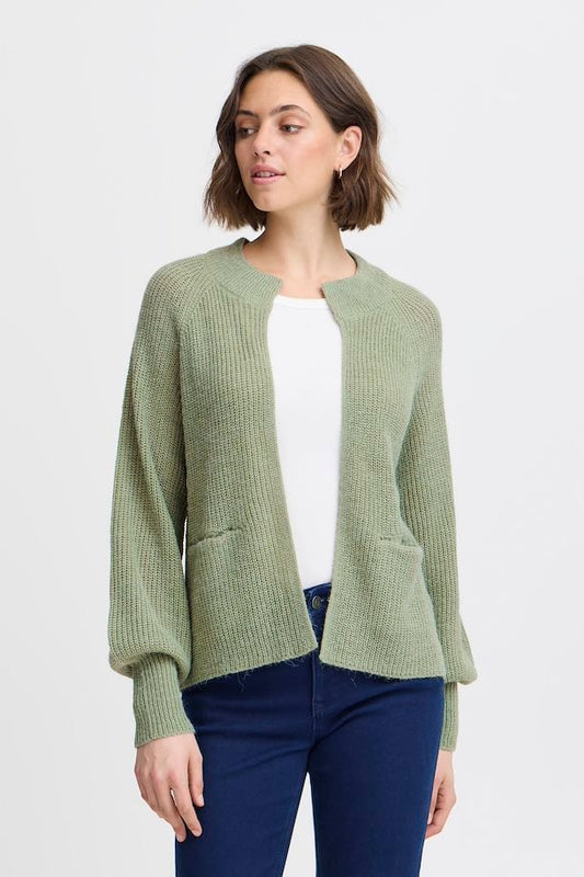 Fransa Eretta Cardigan in Green Bay Melange