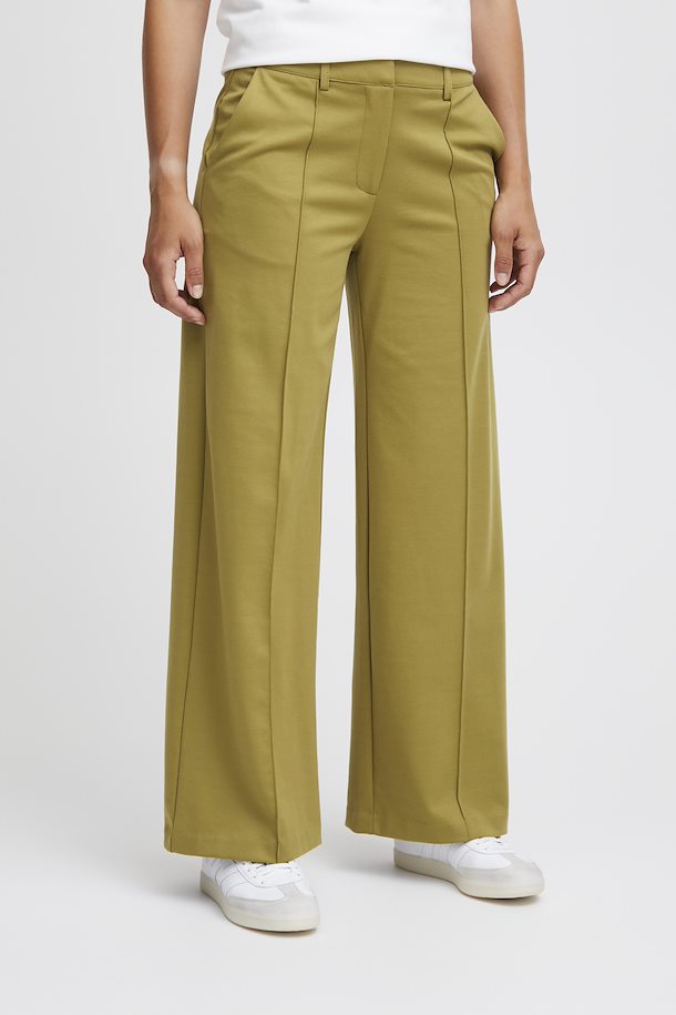 ICHI Kate Office Long Pants in Green Moss